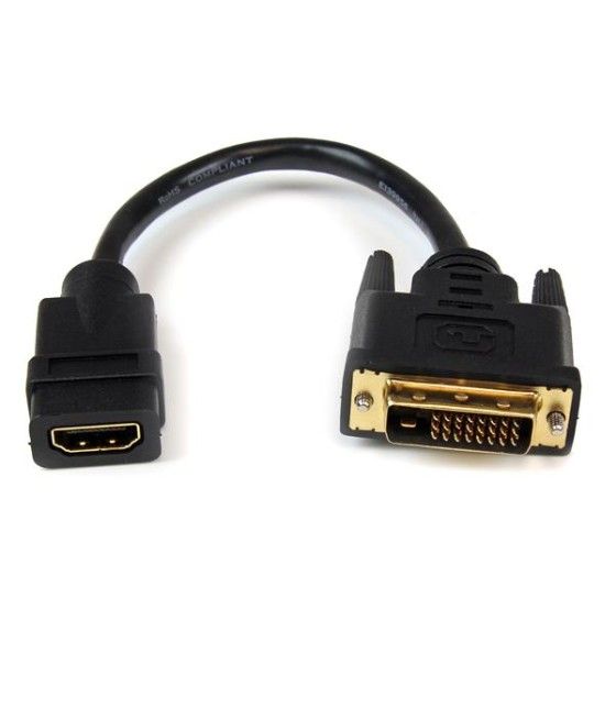 StarTech.com Adaptador de 20cm HDMI a DVI - DVI-D Macho - HDMI Hembra - Cable Conversor de Vídeo - Negro - Imagen 2