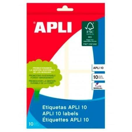 Apli pack 10 hojas etiquetas 40x75mm escritura manual cantos romos blanco - Imagen 1