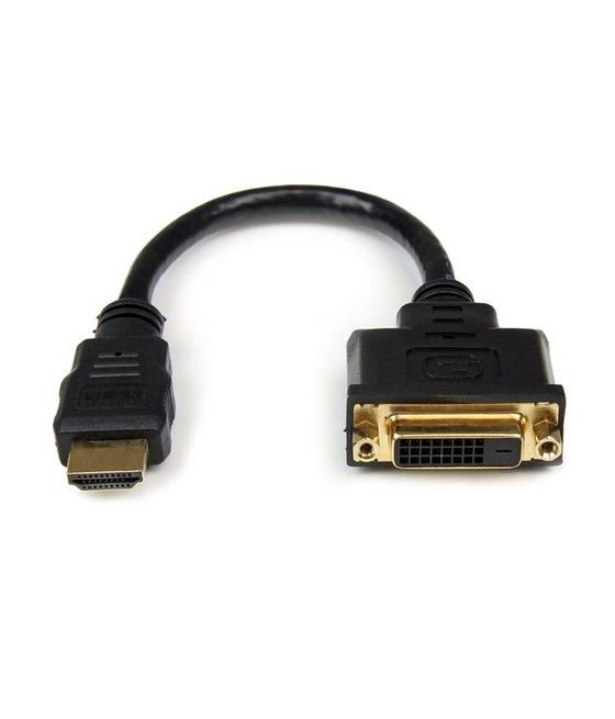 StarTech.com Adaptador de 20cm HDMI a DVI - DVI-D Hembra - HDMI Macho - Cable Conversor de Vídeo - Negro - Imagen 1