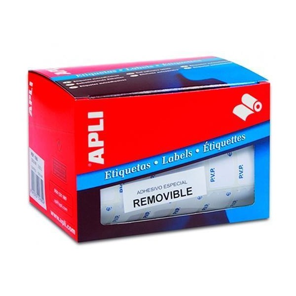 Apli rollo 2520 etiquetas removibles 16x22mm con texto "pvp" escritura manual blanco - Imagen 1