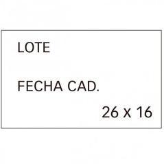 Apli pack 6 rollos de 1000 etiquetas 26x16mm con texto "lote" + "fecha cad" para etiquetadora de precios blanco - Imagen 1