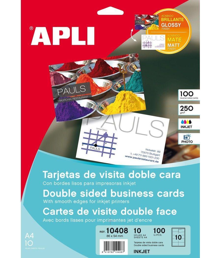 Apli tarjetas visita doble cara blanco para inkjet, lÁser y fotocopiadoras / 210 x 297mm / microperforado 250gr 10 hojas - Image