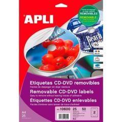 Apli etiquetas cd/dvd removible mate i/l/c 25 hojas - Imagen 1