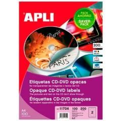 Apli etiquetas para cd-dvd permanentes tamaÑo mega 117mm dorso blanco opaco 100h - Imagen 1