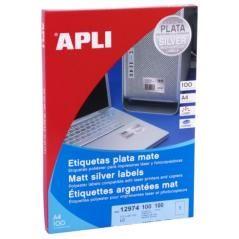 Apli etiquetas adhesivas metalizadas 210,0x297,0mm láser c/rectos 1 x 100h plata