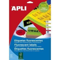 Apli etiquetas amarillo fluor para lÁser y fotocopiadoras / 38,1x21,2 mm / - 20 hojas- - Imagen 1