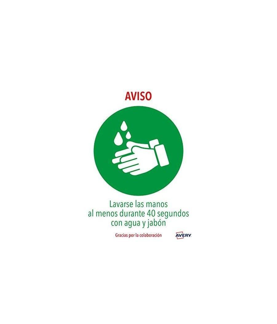 Avery seÑalizaciÓn adhesiva permanente "lavarse las manos" poliester dina4 -2u- - Imagen 1