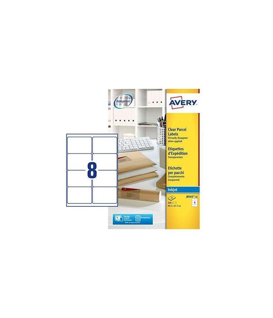 Avery etiquetas transparentes quickpeel para inkjet 99,1x67,7 - 25 hojas- - Imagen 1