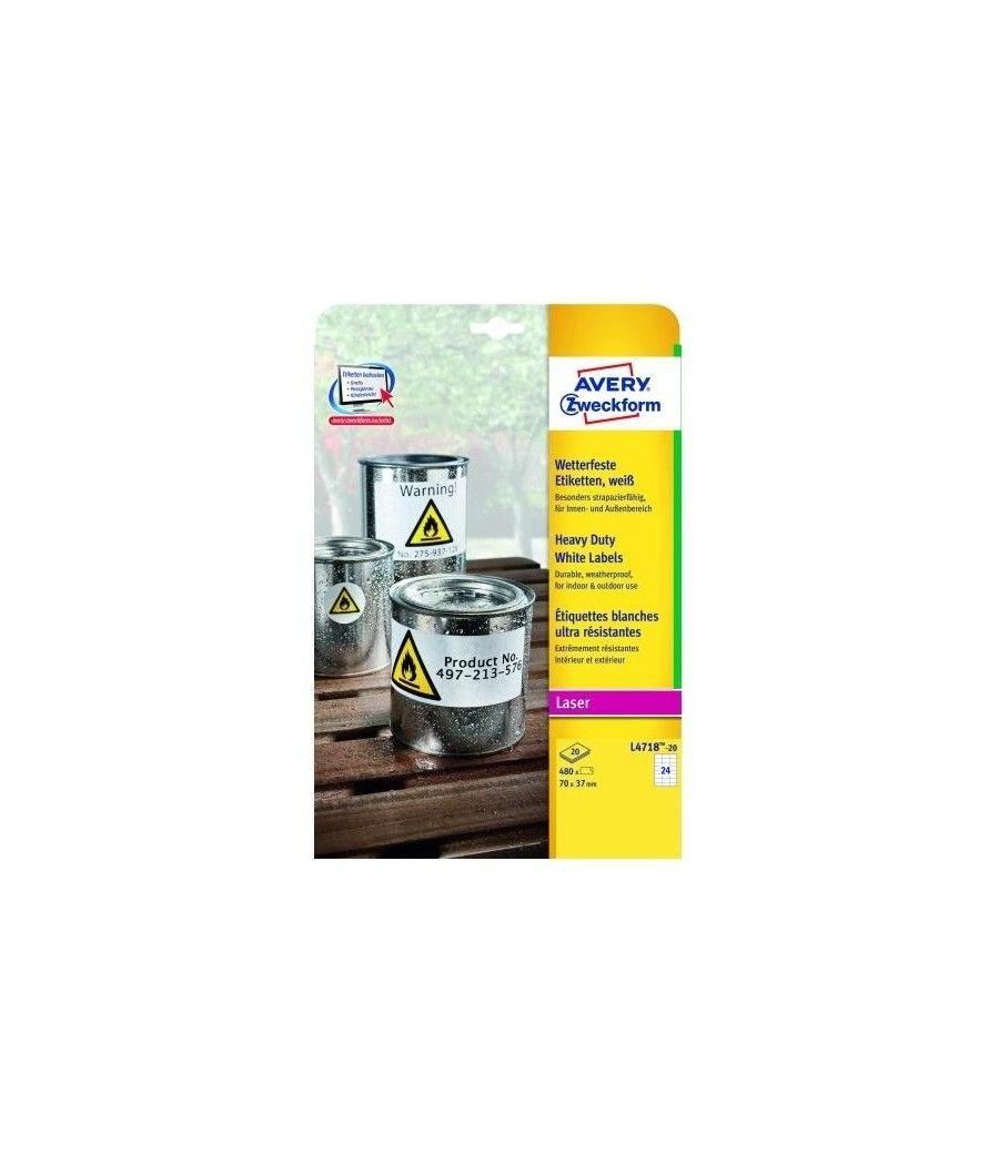 Avery etiquetas extra resistentes 70x37mm poliester blanco - Imagen 1