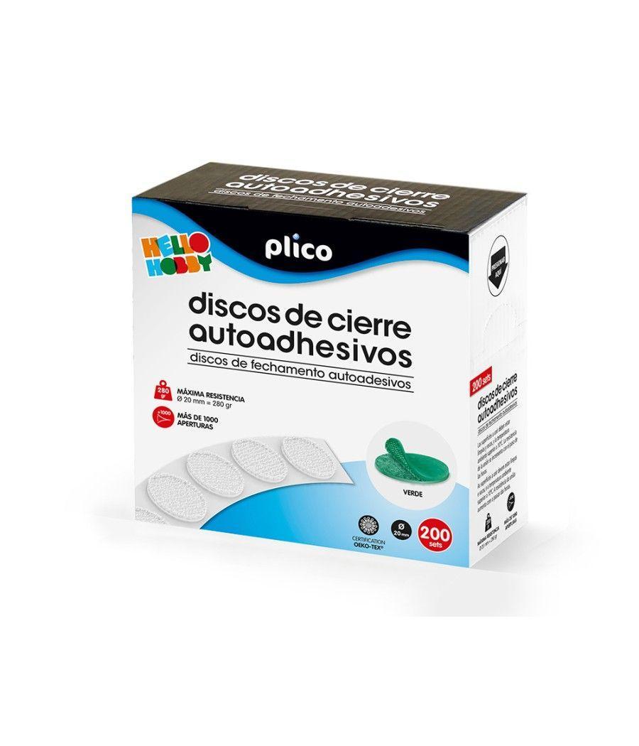 Disco de cierre plico velcro autoadhesivo 20 mm diametro color verde caja de 200 unidades - Imagen 1