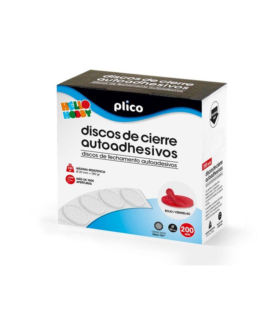 Disco de cierre plico velcro autoadhesivo 20 mm diametro color rojo caja de 200 unidades - Imagen 1