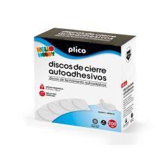 Disco de cierre plico velcro autoadhesivo 20 mm diametro color blanco caja de 200 unidades - Imagen 1