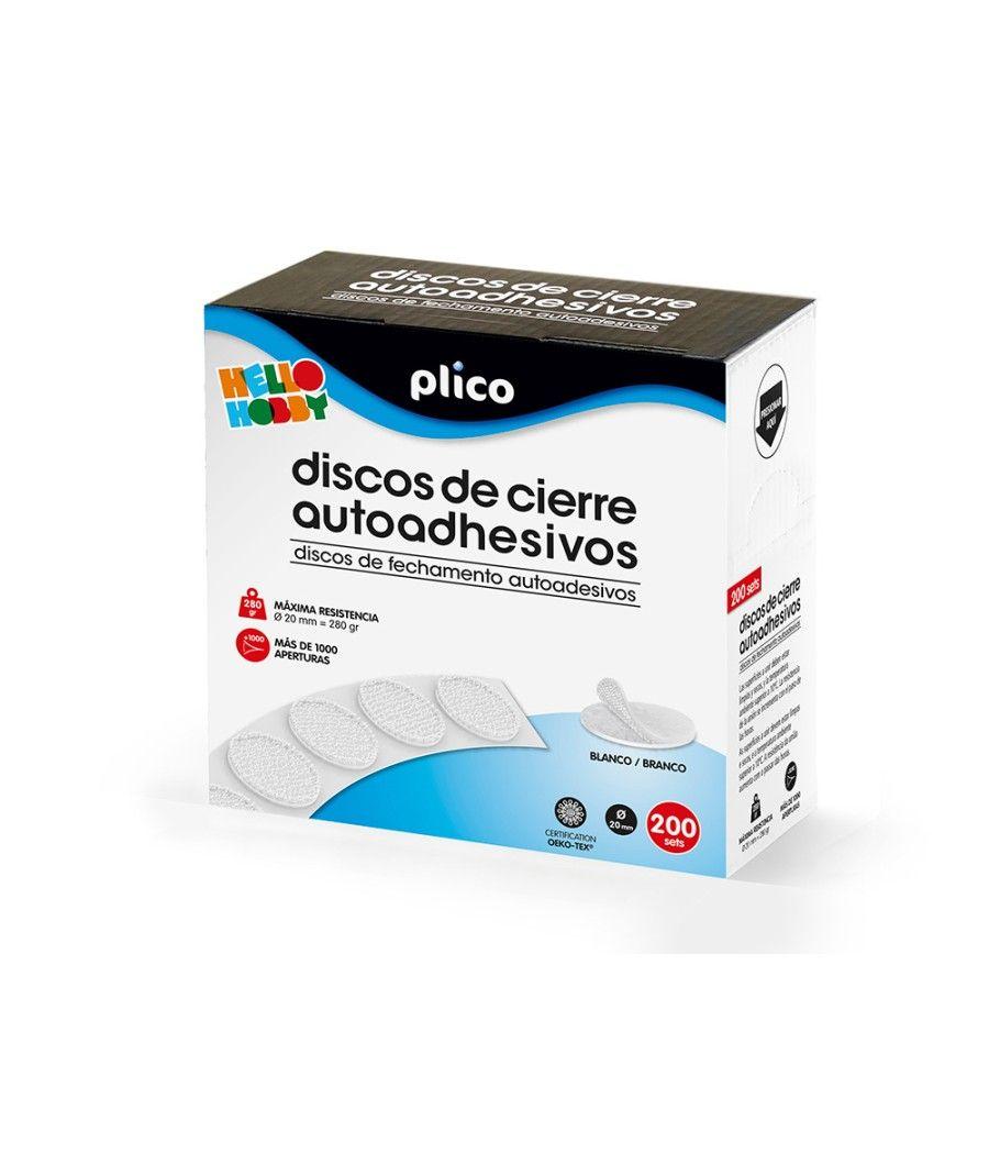 Disco de cierre plico velcro autoadhesivo 20 mm diametro color blanco caja de 200 unidades - Imagen 1