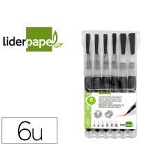 Pinceles liderpapel recargables para productos acuarelables set de 6 unidadesgrosor puntas surtidas - Imagen 1