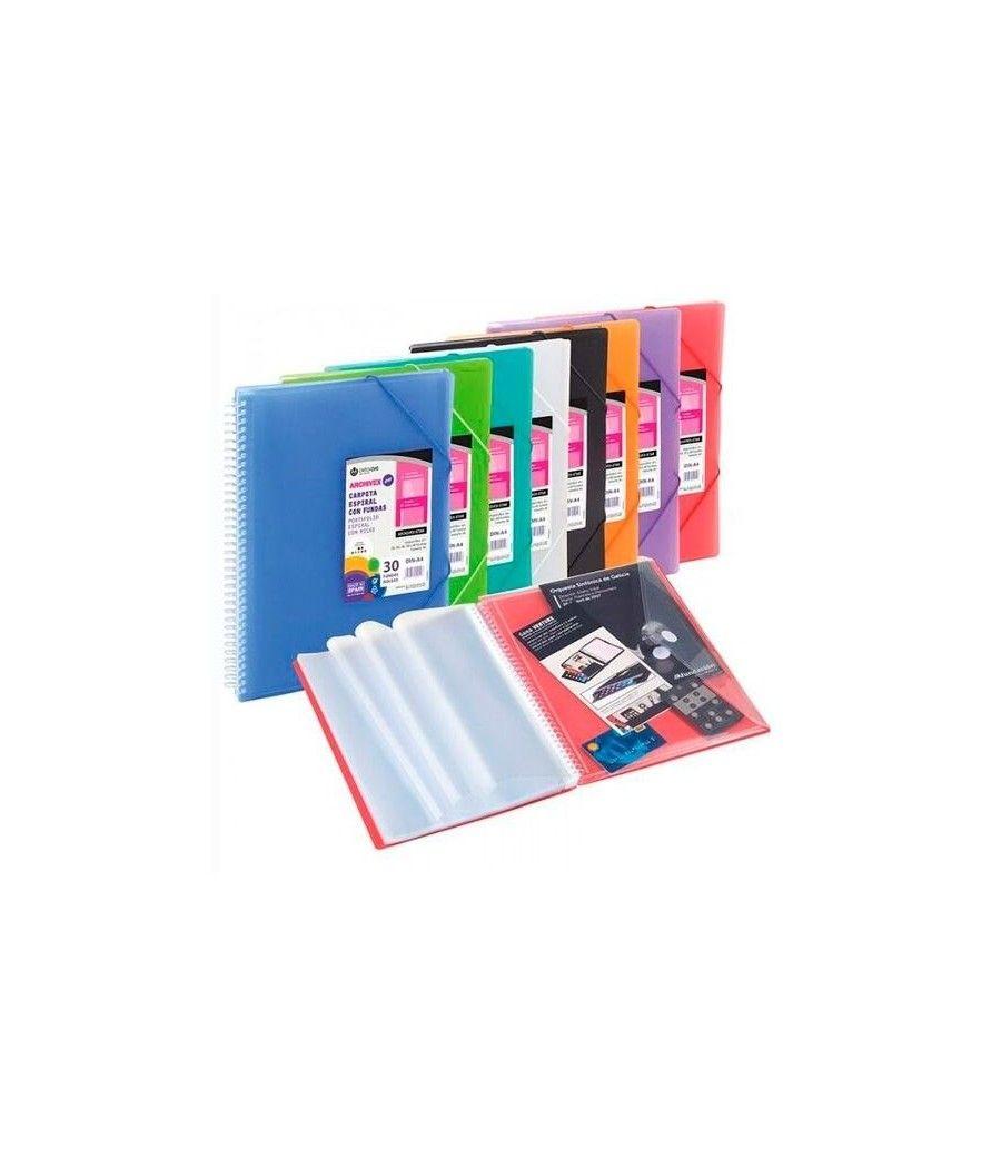 Carchivo carpeta archivex-star espiral pp extra 80 fundas a4 c/sobre cierre c/gomas azul - Imagen 1