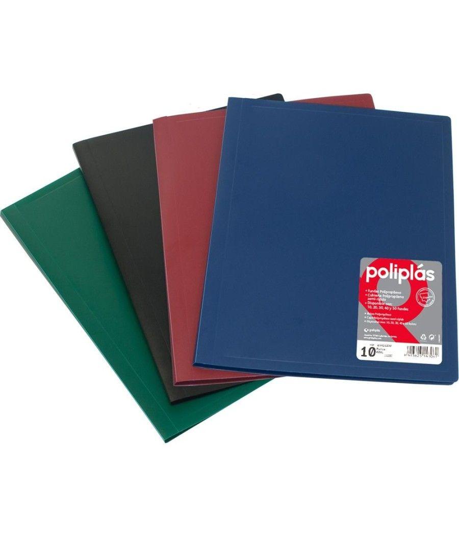 GrafoplÁs carpeta poliplÁs de polipropileno opaco con 10 fundas soldadas folio negro - Imagen 1