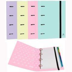Mariola carpeta anillas mixtas 4 x 25mm carpeblock c/recambio 100h a4 c/goma 6 separadores cartón forrado c/surtidos pastel