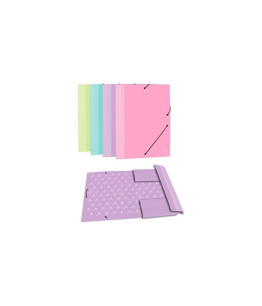 Mariola carpeta con gomas 3 solapas folio cartÓn forrado plastificado mate surtidos pastel - Imagen 1