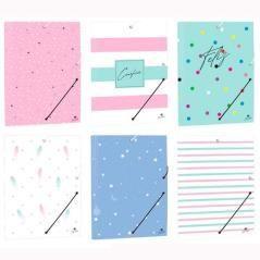 Mariola carpeta c/gomas solapas folio cartón forrado plastificado diseños surtidao pastel