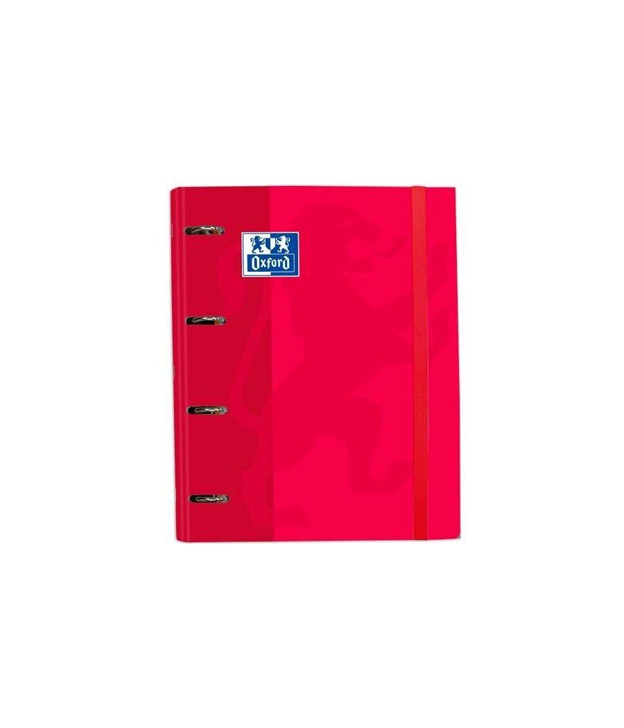 Oxford carpeta 4 anillas classic europeanbinder c/ recambio 100h 5x5 a4+ rojo - Imagen 1