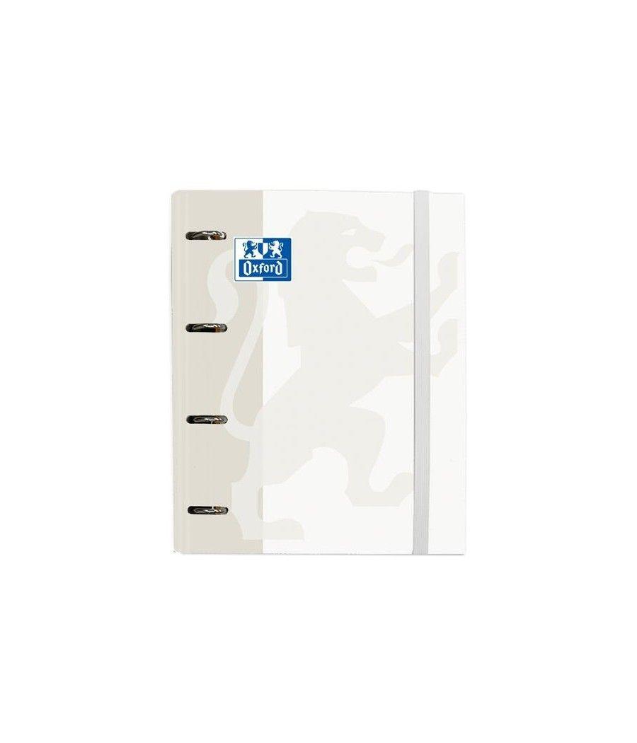 Oxford carpeta 4 anillas classic europeanbinder c/ recambio 100h 5x5 a4+ blanco - Imagen 1