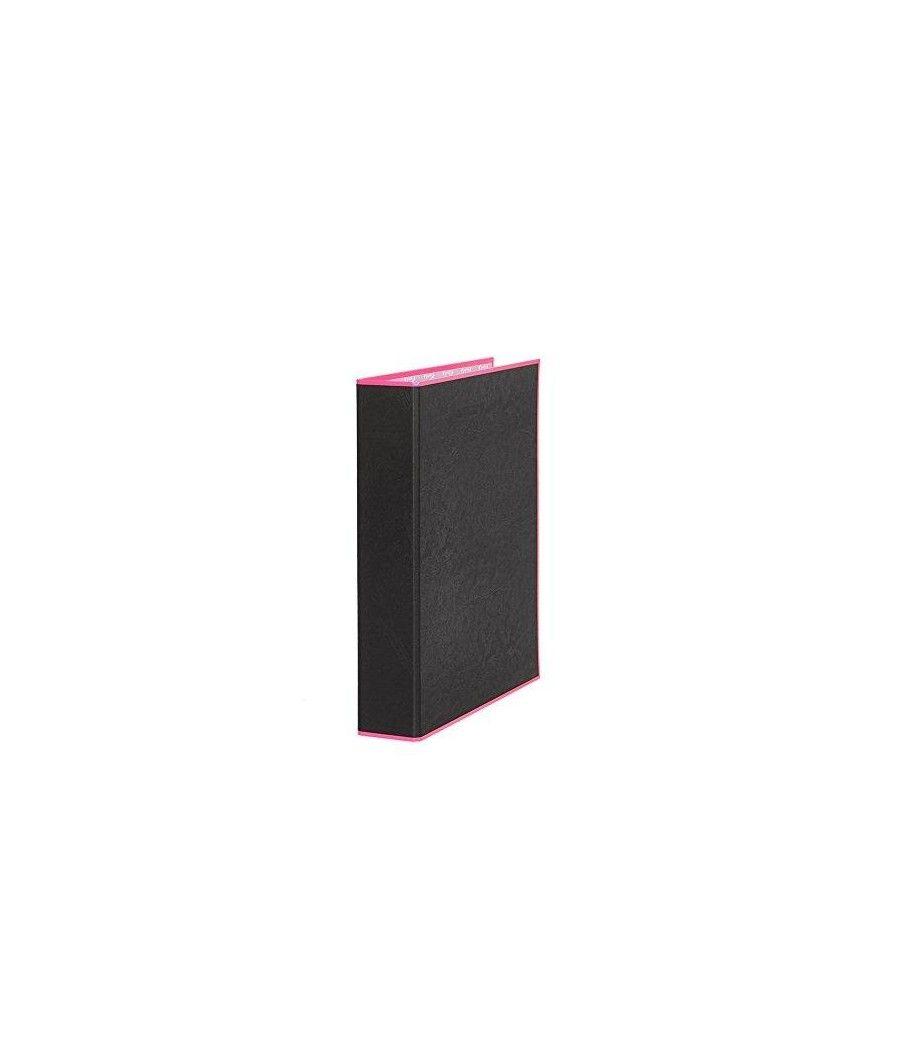 Pardo carpeta negra de anillas con borde neÓn 2x25mm a4 pp rosa sueltas - Imagen 1