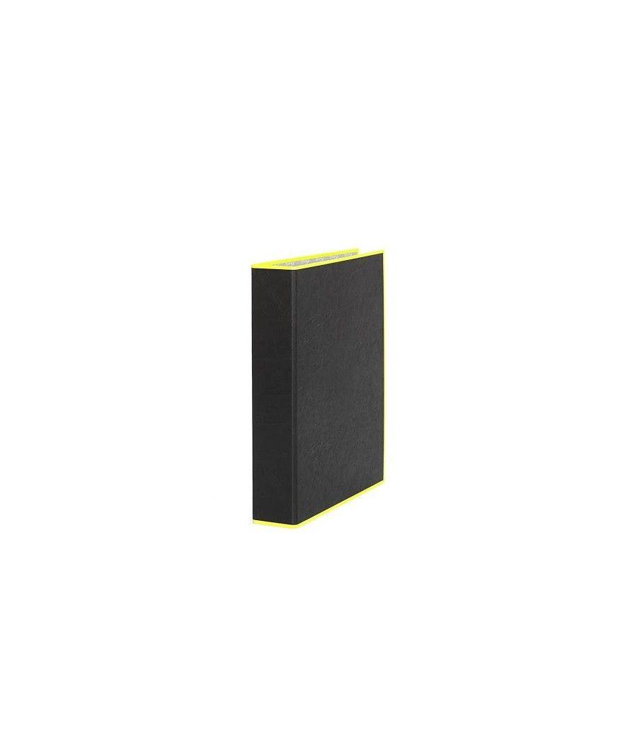 Pardo carpeta negra de anillas con borde neÓn 2x25mm a4 pp amarillo sueltas - Imagen 1