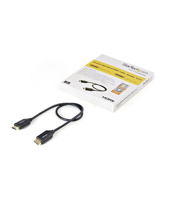 StarTech.com Cable de 50cm HDMI 2.0 Certificado Premium con Ethernet - HDMI de Alta Velocidad Ultra HD de 4K a 60Hz HDR10 - para