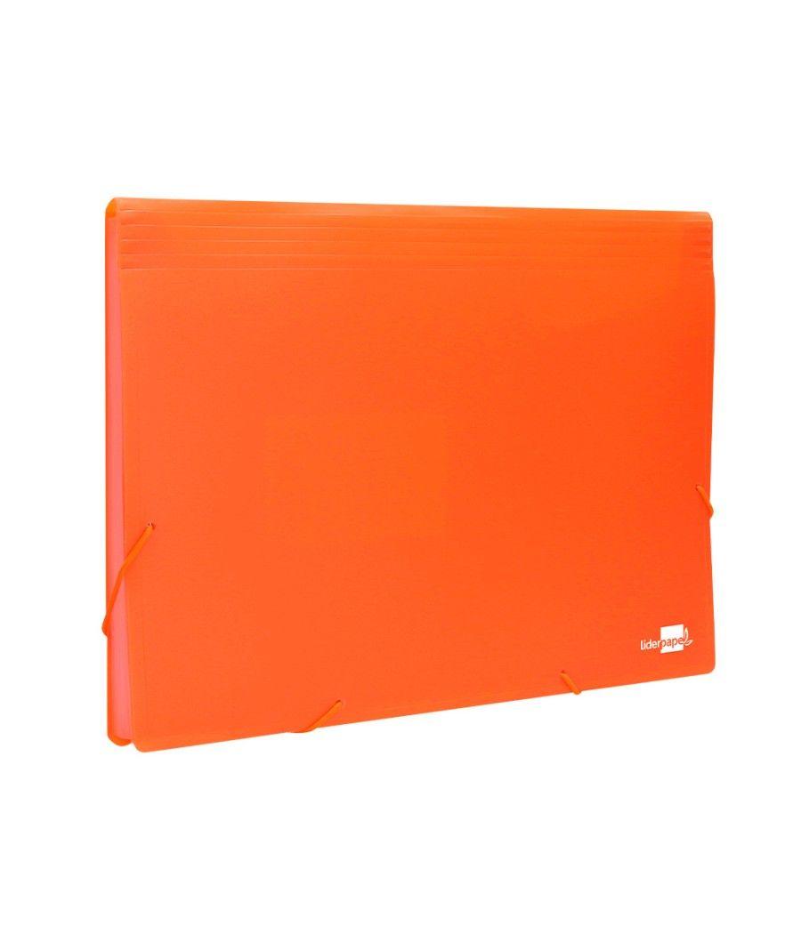 Carpeta liderpapel clasificador fuelle polipropileno din a4 naranja flúor opaco 13 departamentos - Imagen 3