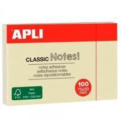 Apli notas adhesivas clasicas 75x50mm bloc 100h amarillo -12u- - Imagen 1