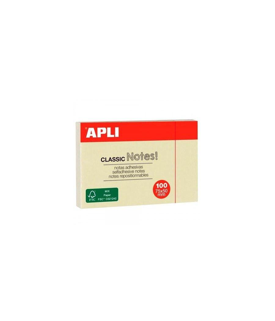 Apli notas adhesivas clasicas 75x50mm bloc 100h amarillo -12u- - Imagen 1