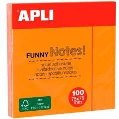 Apli notas adhesivas funny 75x75mm bloc 100h naranja fluorescente -12u- - Imagen 1