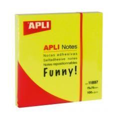 Apli notas adhesivas funny 75x75mm bloc 100h amarillo fluorescente -12u- - Imagen 1