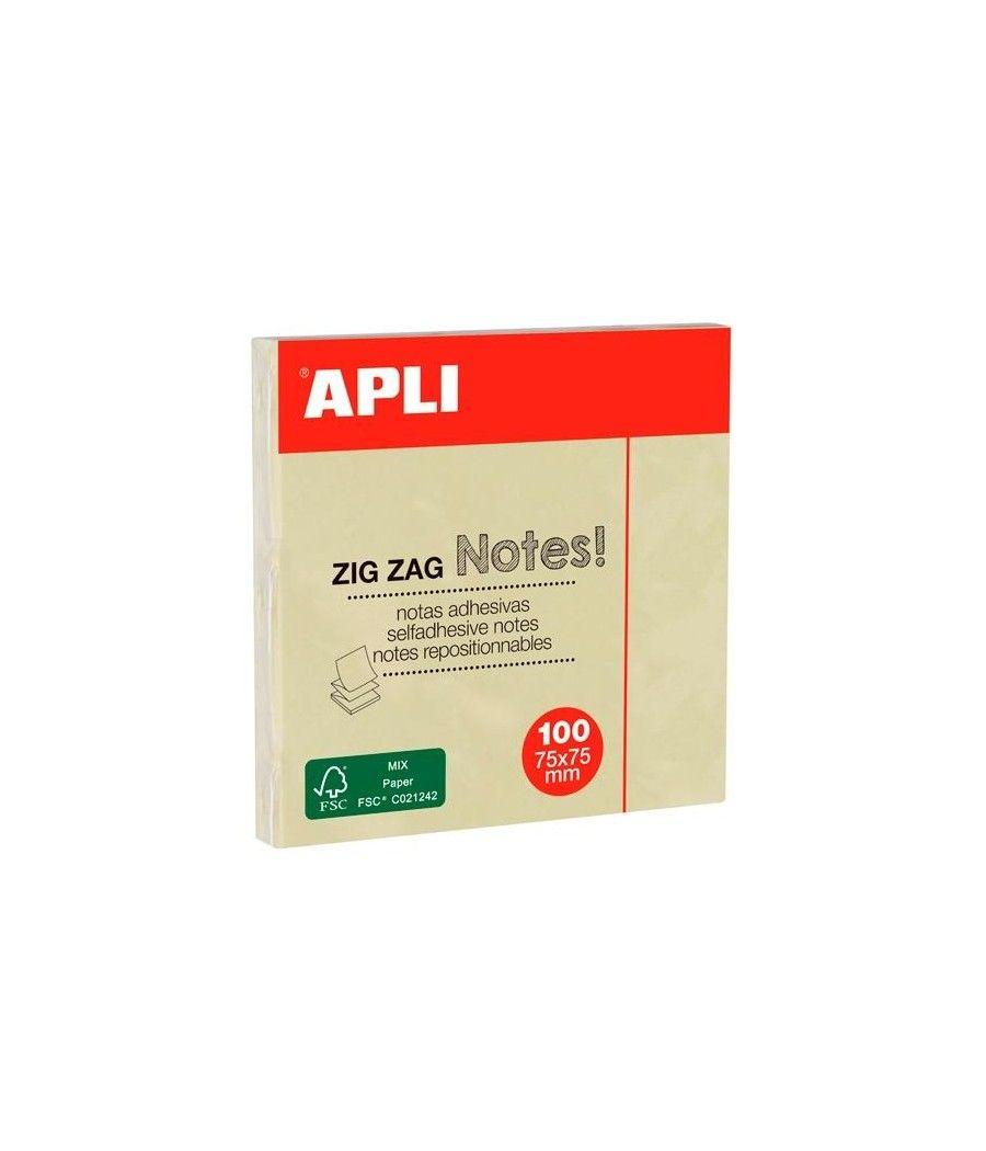 Apli notas adhesivas zigzag classic 75x75mm bloc 100h amarillo - Imagen 1