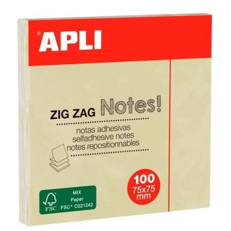 Apli notas adhesivas zigzag classic 75x75mm bloc 100h amarillo - Imagen 1