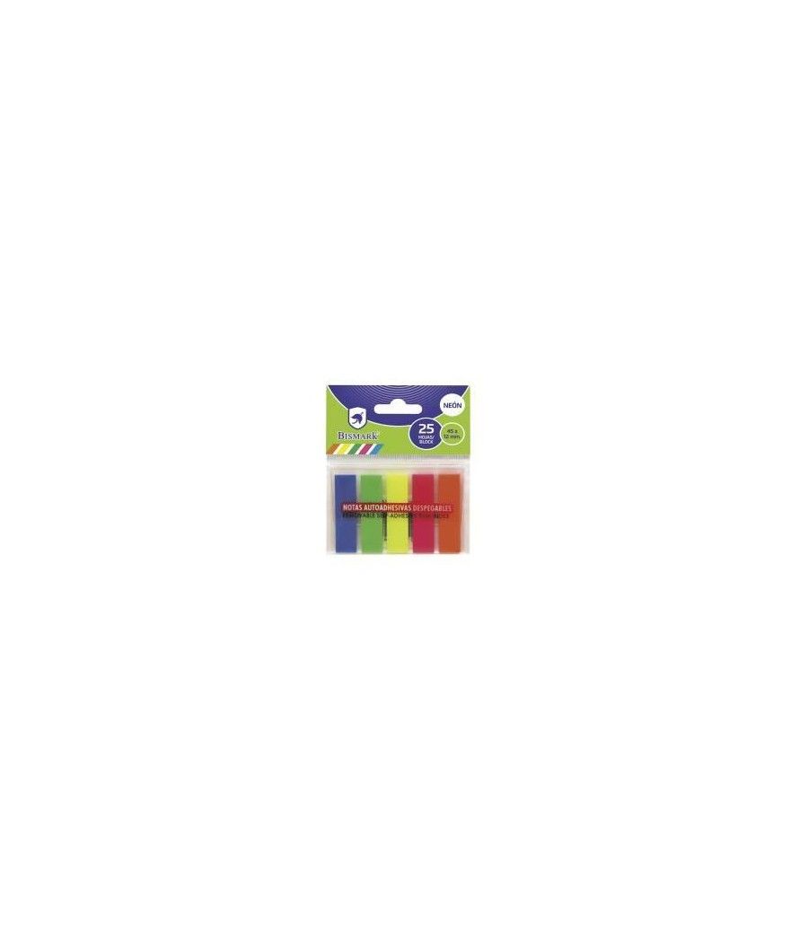 Bismark taco de notas adhesivas colores neon 5x25 hojas 45x12mm blister - Imagen 1