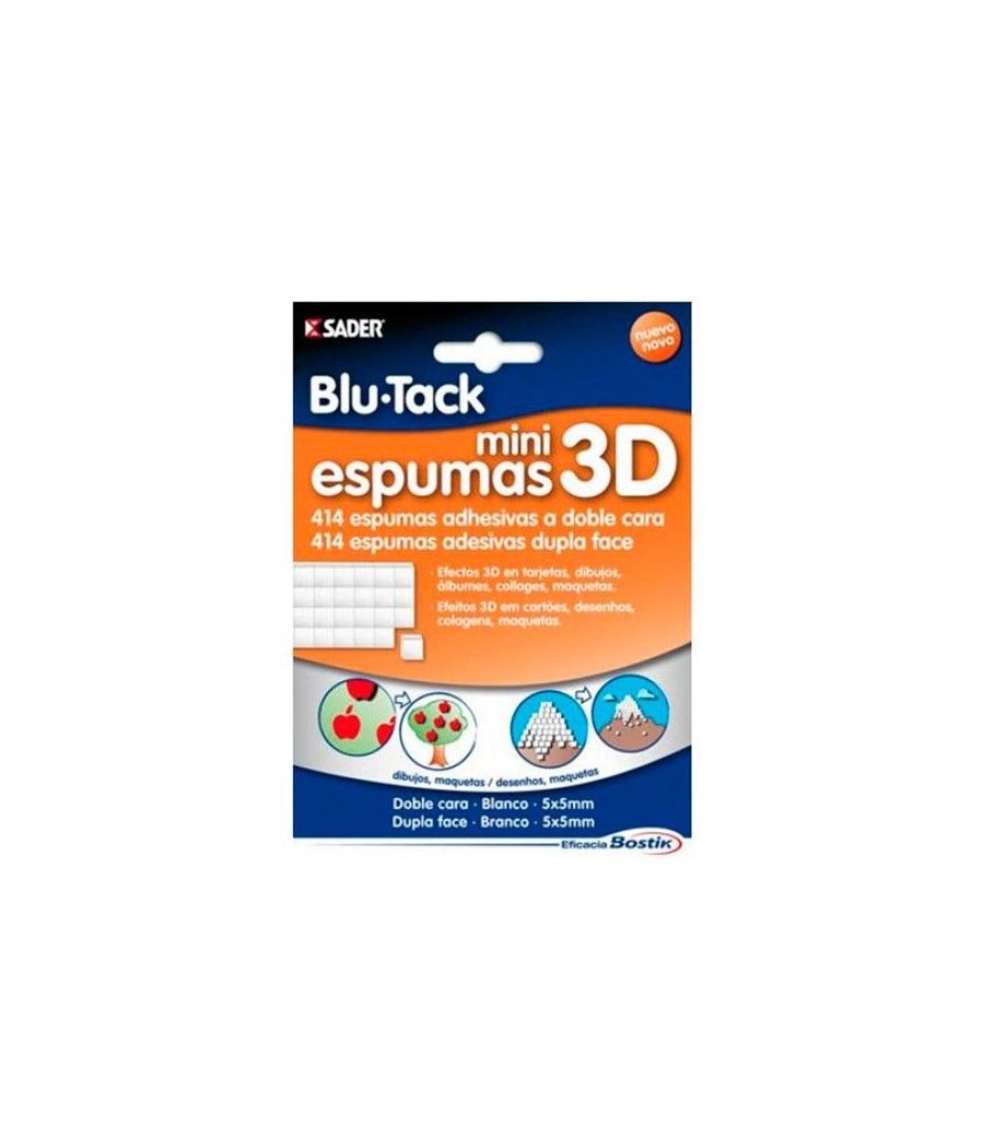 Bostik blu tack masilla mini espumas adhesivas 3d doble cara 5x5mm 414 mini espumas - Imagen 1