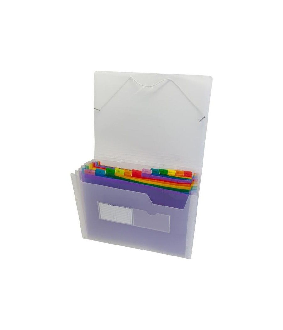 GrafoplÁs clasificador fuelle polipropileno 13 separadores multicolor folio cubierta transparente - Imagen 1