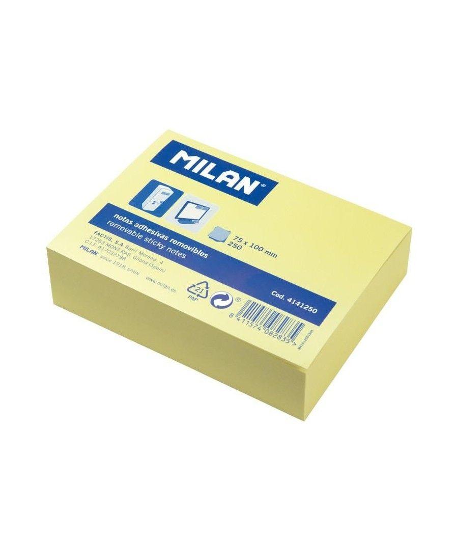 Milan bloc notas adhesivas 250 hojas 75x100mm amarillo claro - Imagen 1