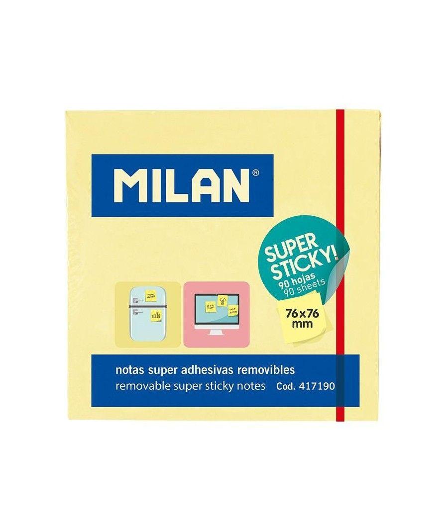 Milan bloc notas sÚper adhesivas 90 hojas 76x76mm amarillo pack 100 unidades - Imagen 1