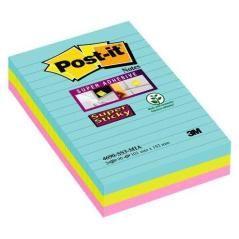 Post-it notas super sticky 90 hojas 3 colores lugares miami 101x152 con lineas 3 blocs - Imagen 1
