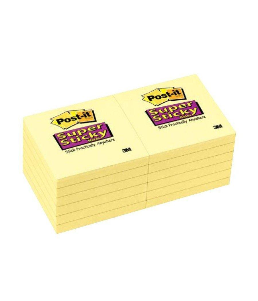 Post-it notas adhesivas super sticky 76x76 monocolor amarillo ultra 12 blocs x 90 hojas - Imagen 1