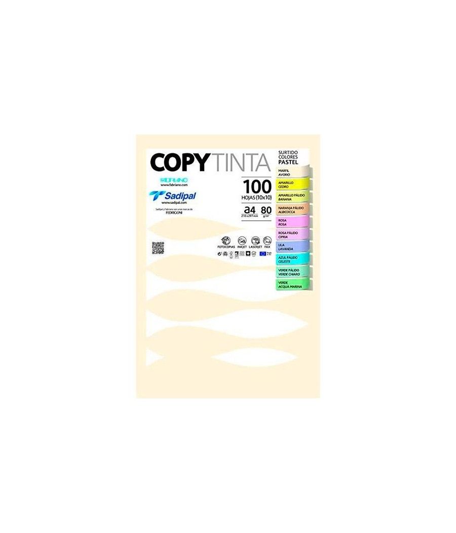 Sadipal papel din a4 80gr surtido colores pastel paquete de 100 hojas - Imagen 1