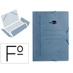 Carpeta liderpapel gomas folio 3 solapas cartón pintado azul 410 g/m2 pack 10 unidades - Imagen 1