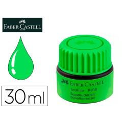 Tinta rotulador faber castell textliner fluorescente 1549 con sistema capilar color verde frasco de 30 ml - Imagen 1
