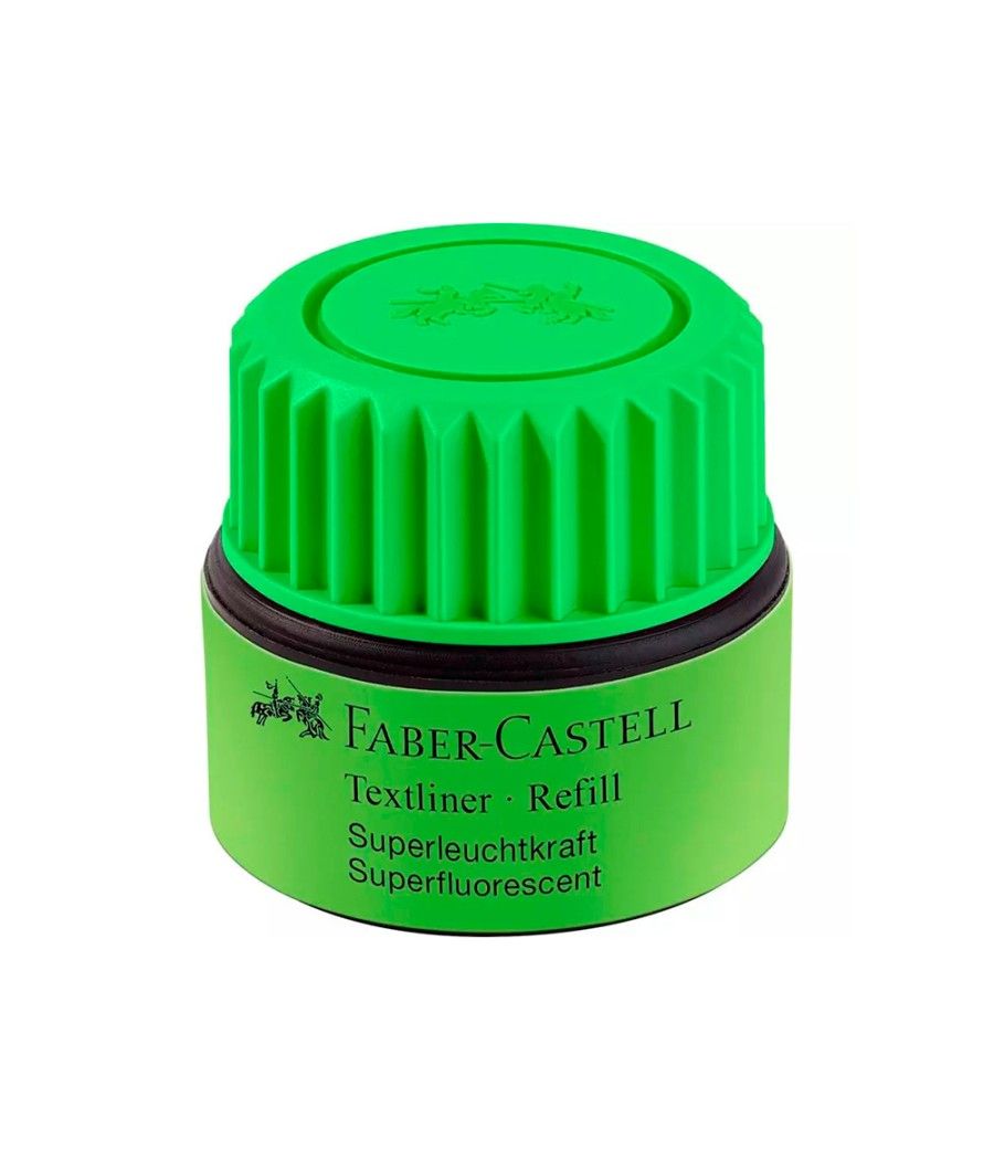 Tinta rotulador faber castell textliner fluorescente 1549 con sistema capilar color verde frasco de 30 ml - Imagen 2