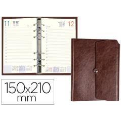 Agenda anillas liderpapel tinde 15x21 cm dia pagina marron simil piel envejecida papel 70 gr - Imagen 1