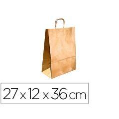 Bolsa kraft q-connect oro asa retorcida 270x120x360 mm pack 25 unidades - Imagen 1