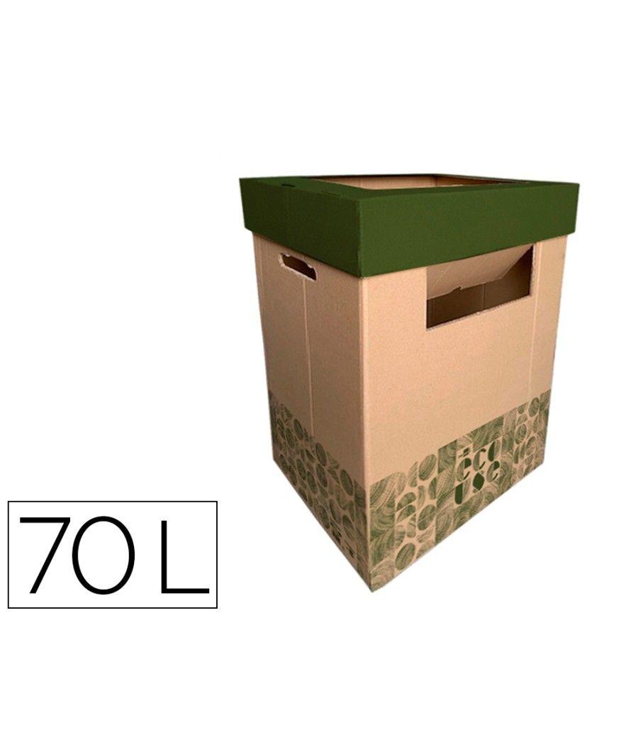 Contenedor papelera reciclaje liderpapel ecouse cartón 100% reciclado y reciclable 70 litros 450x350x650 mm - Imagen 1