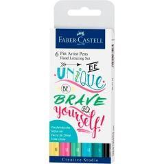 Faber castell estuche 6 rotuladores pitt artist pen hand lettering c/surtidos pastel - Imagen 1